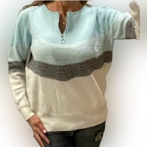 Cute light blue/black & white sweater